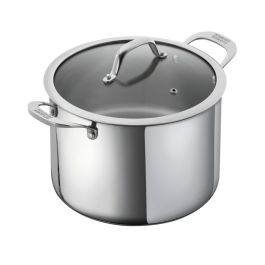 Large Deep Stainless Steel Cooking Stock Pot Casserole Glass Lid Induction  Base